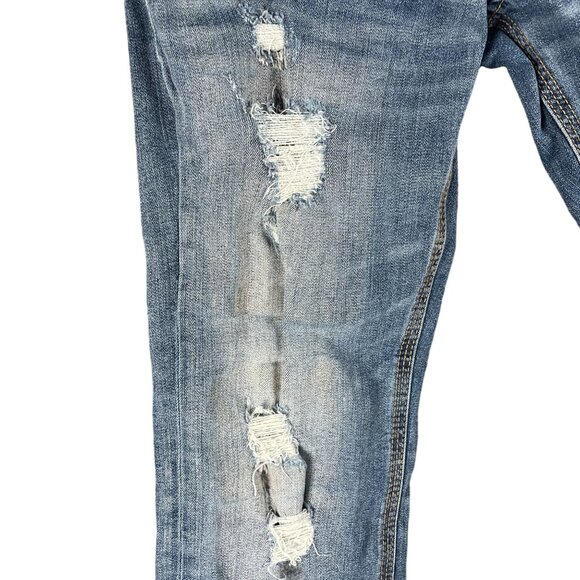BKE Jake Jeans Mens 30L Loose Baggy Distressed Faded Grunge Ripped Torn Trashed - Picture 4 of 14